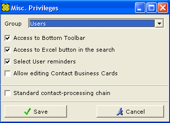 Misc. Privileges dialog screenshot