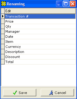 Renaming Fields window screenshot
