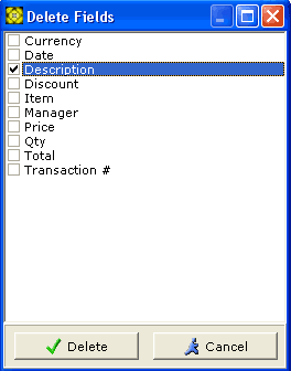 Delete Fields window screenshot