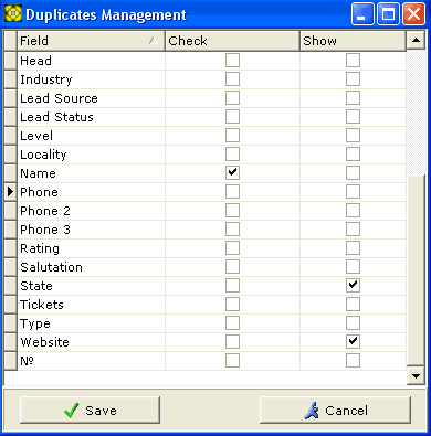 Duplicates Management window screenshot