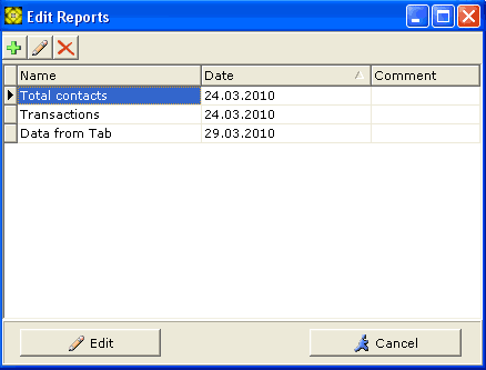 Edit Reports window screenshot
