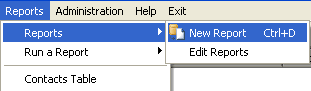 New Report menu screenshot