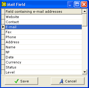 E-Mail Field window screenshot