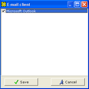 E-Mail Client selection window screenshot