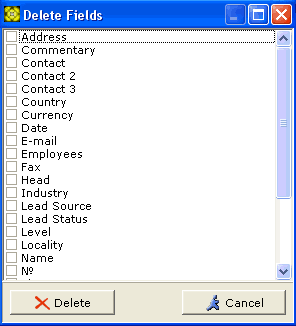 Delete Fields window screenshot