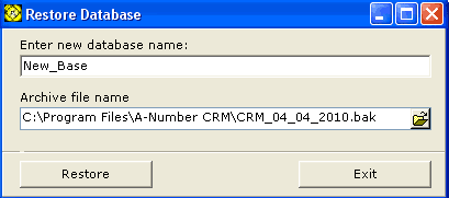 Restore Database window screenshot