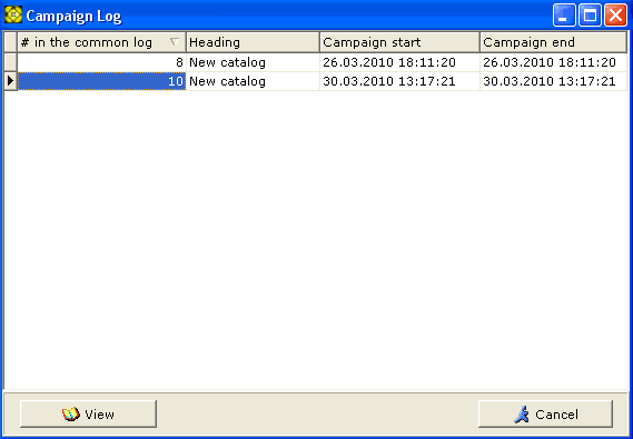 Campaign Log window screenshot