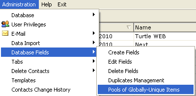 Globally Unique Items Pools submenu screenshot